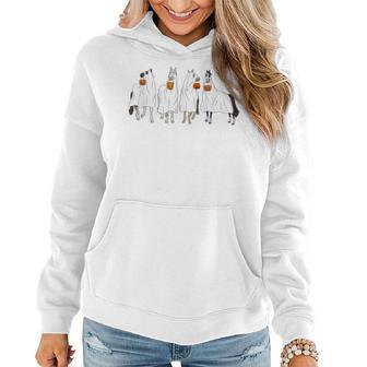 Halloween Horse Ghost Pumpkin Face Ghost Spooky Season Women Hoodie - Monsterry