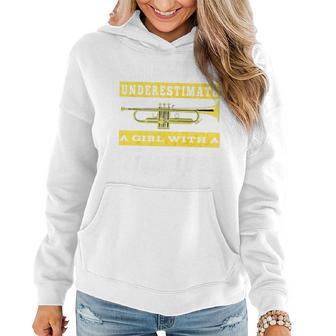 Never Underestimate A Girl With A Trumpet Music Nerd Women Hoodie - Thegiftio UK