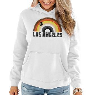 Gay Bear Los Angeles Rainbow Pride Vintage Distressed Women Hoodie | Mazezy