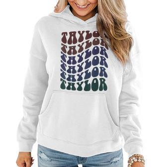 Girl Taylor Retro First Name Personalized Groovy Birthday Women Hoodie - Seseable