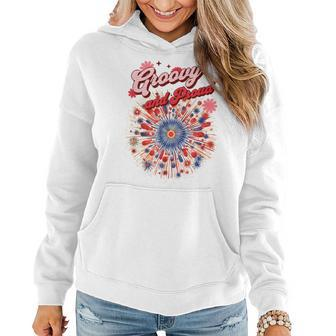 Groovy And Proud Fireworkds And Flowers Design Women Hoodie | Mazezy