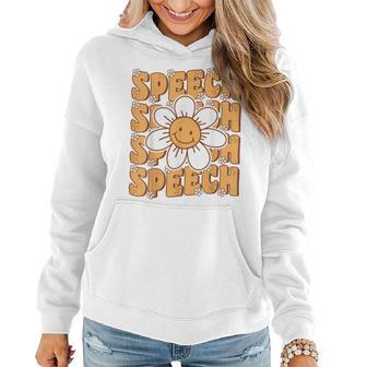 Groovy Retro Speech Language Pathologist Speech Therapist Women Hoodie - Thegiftio UK