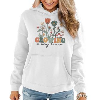 Growing A Tiny Human Floral Flowers Pregnancy Women Hoodie - Seseable