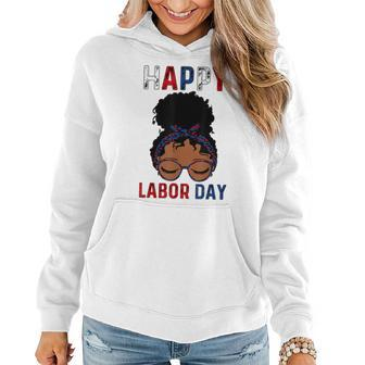 Happy Labor Day Happy Vintage Labor Day Messy Bun Women Hoodie | Mazezy CA