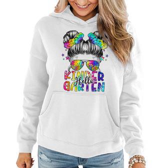 Hello Nursery Messy Bun Tie Dye Back To School Girls Women Hoodie - Seseable