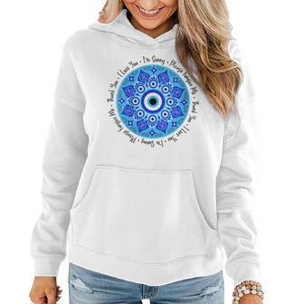 Hooponopono Prayer Mandala Featuring Evil Eye Protection Women Hoodie | Mazezy