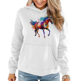 Horse Vivid Colors Riding Horse Horseback Horse For Women Women Hoodie - Seseable