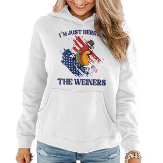 Hot Dog Im Just Here For The Wieners Funny 4Th Of July Gift For Womens Women Hoodie | Mazezy