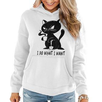 I Do What I Want Funny Black Cat Withe Cup Coffee Gifts Gifts For Coffee Lovers Funny Gifts Women Hoodie | Mazezy