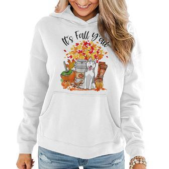 It's Fall Y'all Husky Dog Halloween Thanksgiving Women Hoodie - Monsterry