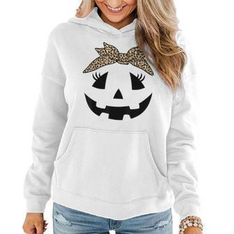 Jack O Lantern Pumpkin Leopard Face For Girls Halloween Women Hoodie | Mazezy