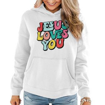 Jesus Loves You Retro Vintage Style Graphic Womens Women Hoodie | Mazezy AU