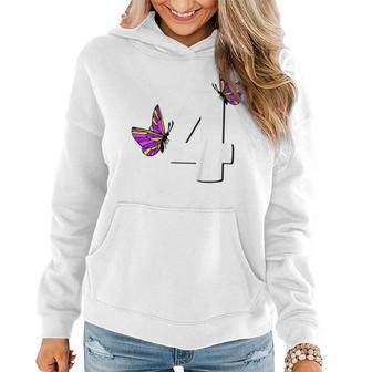 Kids Butterfly Wings For Children Happy 4Th Birthday Girls Butterfly Funny Designs Funny Gifts Women Hoodie | Mazezy