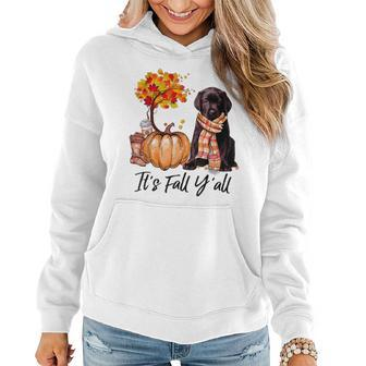 Labrador It's Fall Y'all Pumpkin Tree Coffee Chocolate For Coffee Lovers Women Hoodie | Mazezy