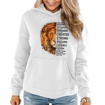 Lion Face You Are Redeemed Bible Verse Christian Faith Women Hoodie - Seseable