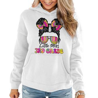 Little Miss Second 3Rd Grade Girl Messy Bun Back To School 3Rd Grade Funny Gifts Women Hoodie | Mazezy