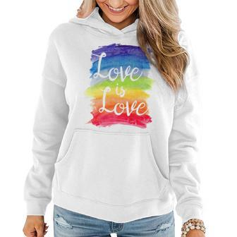 Love Is Love Rainbow Gay Lesbian Pride Watercolors Women Hoodie | Mazezy CA