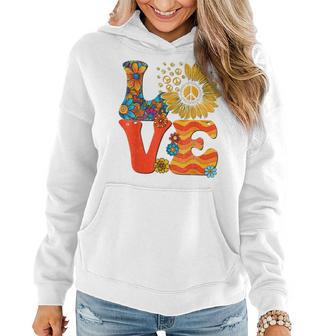 Love Peace Sign 60'S 70'S Costume Party Outfit Groovy Hippie Women Hoodie - Seseable