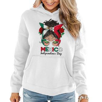 Messy Bun Mexican Flag Independence Day Woman Vintage Women Hoodie | Mazezy