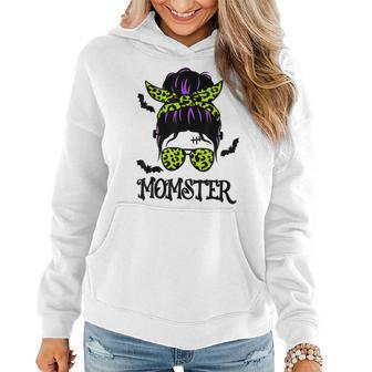 Momster Halloween Messy Bun Mom Ster Women Hoodie - Monsterry CA
