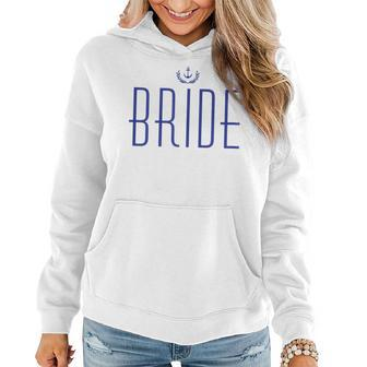 Nautical Bride With Anchor Navy Blue Women Hoodie | Mazezy