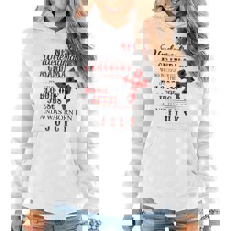 Never Underestimate A Grandma Who Is Covered Jesus In July Women Hoodie - Seseable