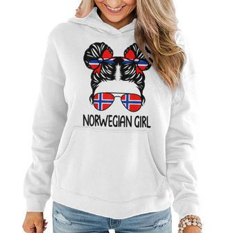 Norwegian Girl Messy Hair Norway Pride Patriotic Womens Kids Women Hoodie - Thegiftio UK