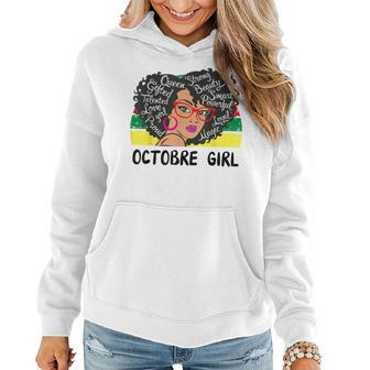 Octobre Girl Black With Red Glasses Birthday Women Hoodie | Mazezy