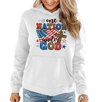 One Nation Patriotic Under God Flag 4Th Of July Christian Women Hoodie | Mazezy