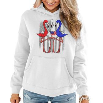 Patriotic Red White And Blue Flamingos Usa Flag 4Th Of July Women Hoodie | Mazezy UK