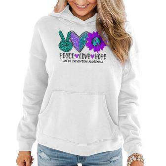 Peace Love Hope Suicide Prevention Awareness Ribbon Women Hoodie | Mazezy