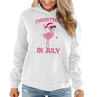 Pink Flamingo In Santa Hat Christmas In July Girl Women Hoodie - Monsterry