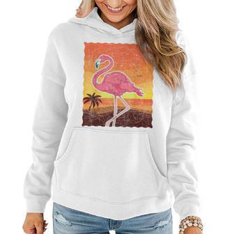 Pink Flamingo Summer Vibes Beach Sunset Tropical Summer Women Hoodie | Mazezy