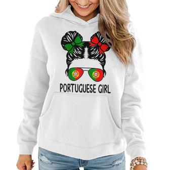 Portuguese Girl Messy Hair Portugal Pride Kids Women Hoodie - Seseable