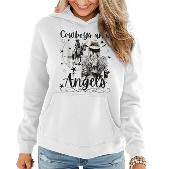 Retro Desert Cowboys And Angels Western Country Cowgirl Women Hoodie - Seseable