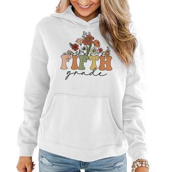 Retro Groovy Fifth Grade Teachers Back To School Student Women Hoodie - Seseable