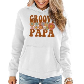 Retro Groovy Papa Matching Family 1St Birthday Party Women Hoodie - Seseable