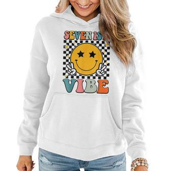 Seven Is A Vibe 7Th Birthday Groovy Boys Girls 7 Years Old Women Hoodie - Seseable