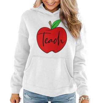Teach Proud Teacher Teaching Job Pride Apple Pocket Print Women Hoodie | Mazezy