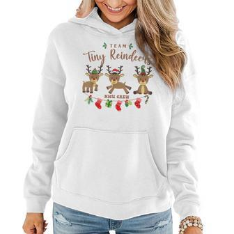 Team Tiny Reindeers Nicu Nurse Christmas Pajamas Women Hoodie - Seseable