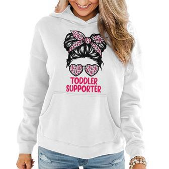 Toddler Supporter Messy Bun Breast Cancer Girl Toddler Kid Women Hoodie - Thegiftio UK
