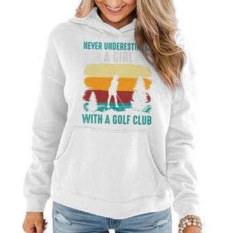 Never Underestimate A Girl With A Golf Club Women Hoodie | Mazezy