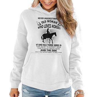 Never Underestimate An Old Woman Who Loves Horses Women Hoodie - Thegiftio UK