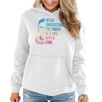 Never Underestimate The Power Of A Girl With A Book Rainbow Women Hoodie - Thegiftio UK