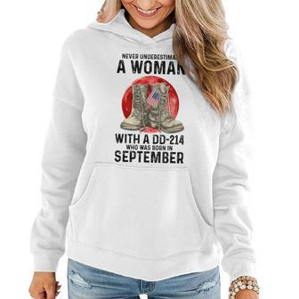 Never Underestimate A Woman With A Dd-214 September Women Hoodie | Mazezy