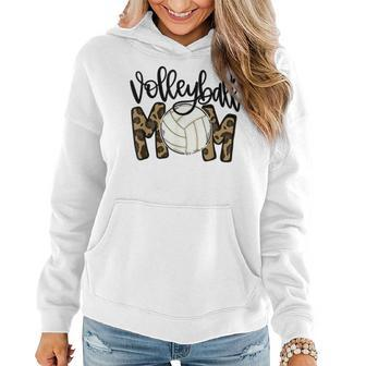 Volleyball Mom Leopard Funny Ball Mom Mothers Day Women Hoodie | Mazezy AU