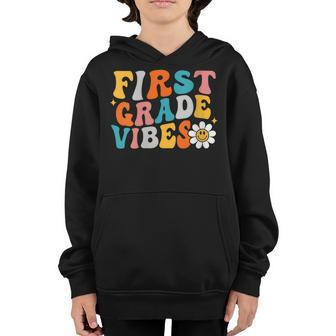 1St Grade Vibes Girl Boho Style Groovy Back To School Boho Gifts Youth Hoodie | Mazezy