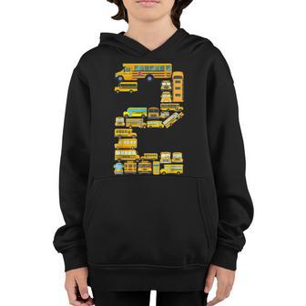 2 Year Old Toddler 2Nd Birthday School Bus Theme Kids Party Youth Hoodie - Thegiftio UK