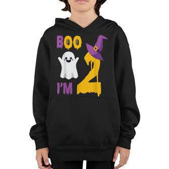 2Nd Birthday Kids Boo Im 2 Two Yr Ghost Halloween Costume Youth Hoodie | Mazezy
