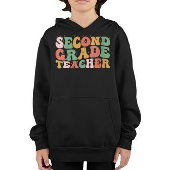 2Nd Grade Teacher Retro Groovy Vintage First Day Of School Teacher Gifts Youth Hoodie | Mazezy